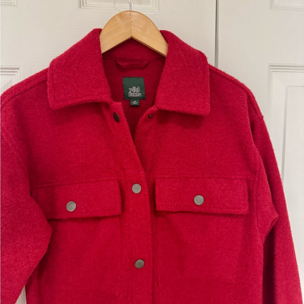 Wild Fable XS Women's Red Shirt Jacket warm cozy faux wool loose fit